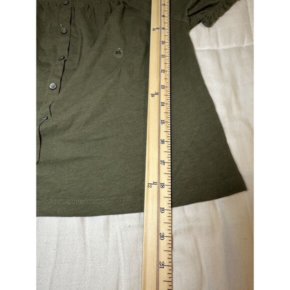 AMERICAN EAGLE Crop Olive Green Puff Sleeve‎ Lightweight Top SIZE XS NWT - Picture 9 of 9